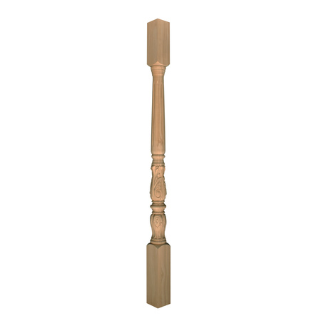 OSBORNE WOOD PRODUCTS 38 x 2 3/8 Narrow Carved Leaf Baluster in Rubberwood (paint 891891RW